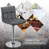 Vista 10 de Yaheetech Taburetes de bar Modernas sillas ajustables de isla de cocina, taburetes de bar de altura de mostrador, silla giratoria de piel sintética