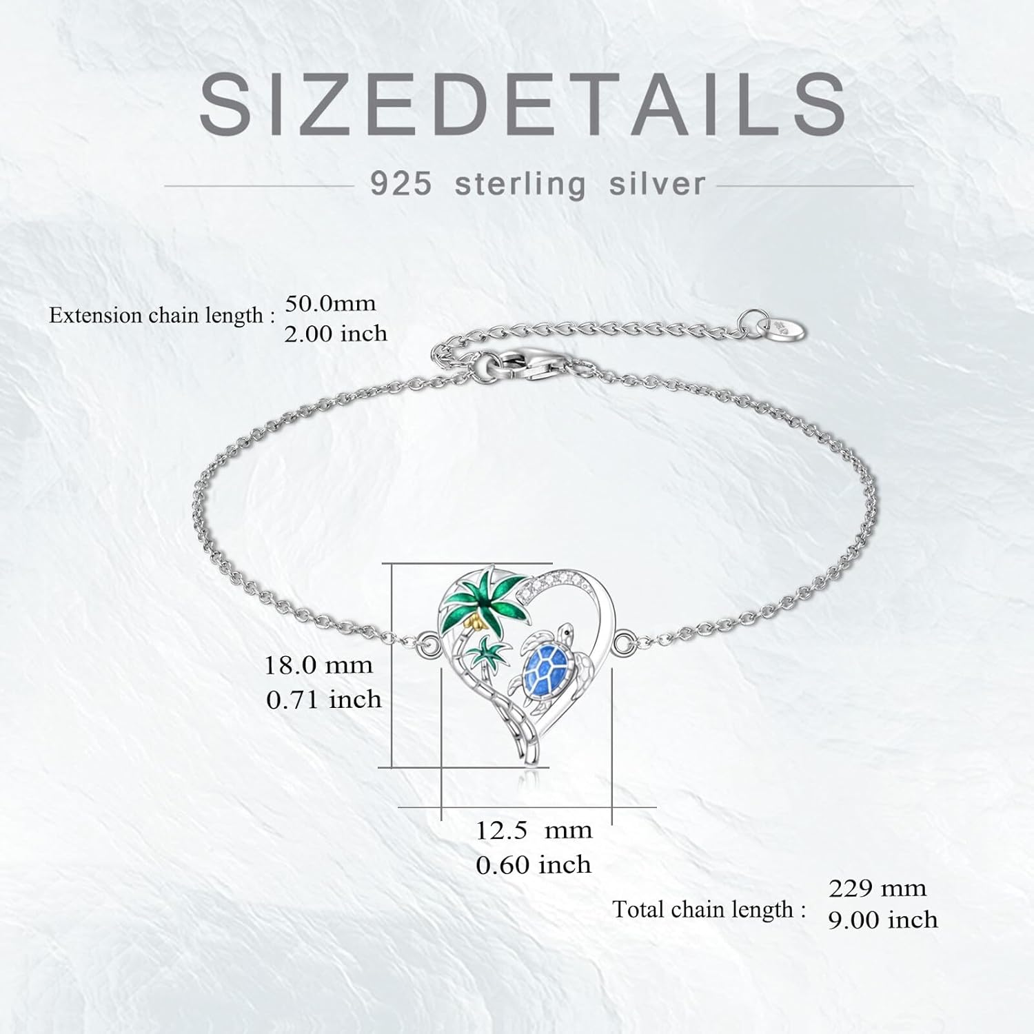 TOUPOP Sea Turtle/Mermaid/Dolphin/Shell/Starfish/Conch/Seahorse Bracelet for Women Sterling Silver Ocean Bracelet with Crystal Ocean Beach Charm Jewelry Birthday Christmas Gifts - Image 6