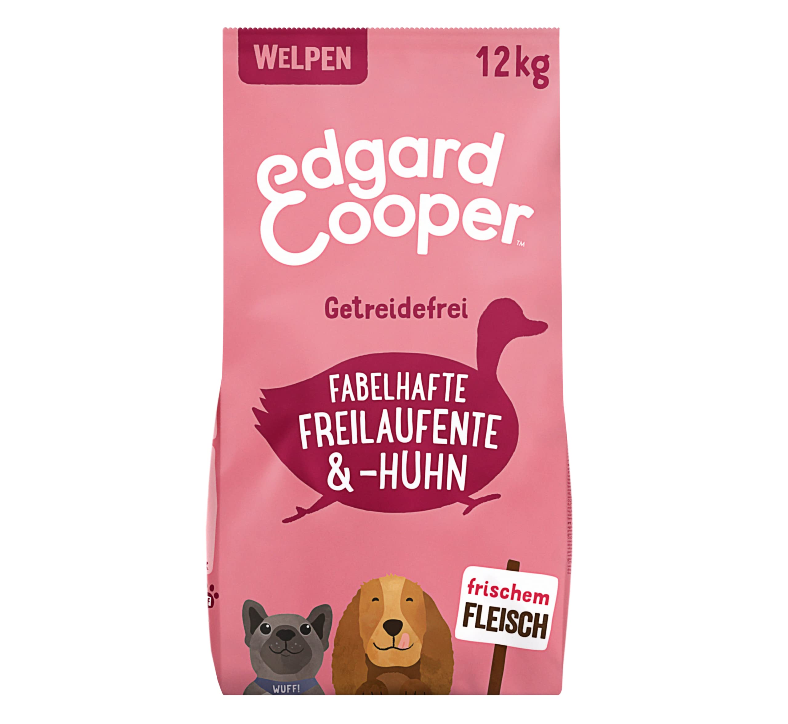 Edgard & Cooper Comida para perros seca sin cereales Comida para cachorros Perro Junior 12kg Pato y pollo con mucha carne fresca, comida sabrosa y equilibrada