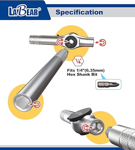 Miniatura 4 de LABEAR - Multiherramienta de bicicleta 12 en 1 con llave de trinquete - Kit de reparación compacto plegable con mango en T para bicicletas de