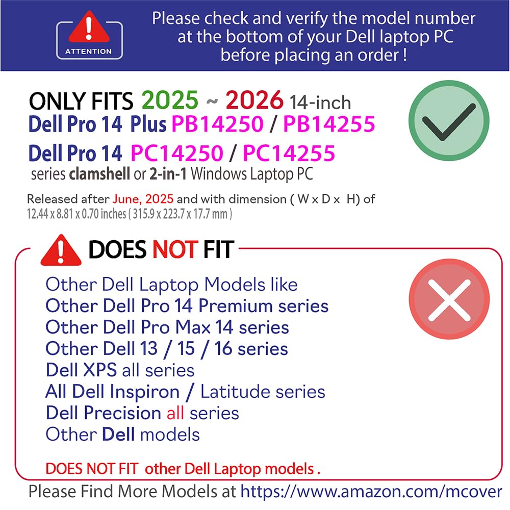 mCover Etui kompatybilne tylko z 2025-2026 35.6 cm Dell Pro 14 Plus PB14250 PB14255 i Pro 14 PC14250 PC14255 Windows PC (nie pasuje do innych modeli Dell) - czarne