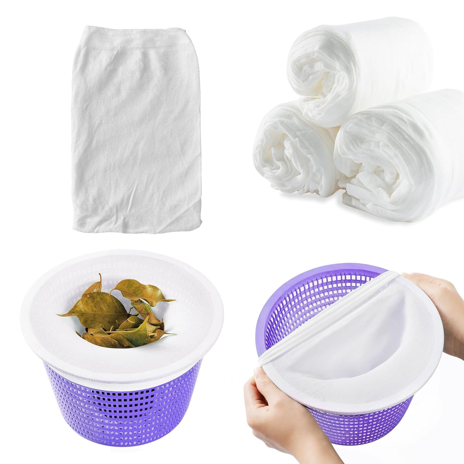 30 Stück Pool Skimmer Socken – Feine Netzfilter für Skimmerkorb – Einweg & Wiederverwendbar Pool Filter Socks für Blätter, Haare, Insekten & Schmutz – Passend für die meisten Pools & Whirlpools