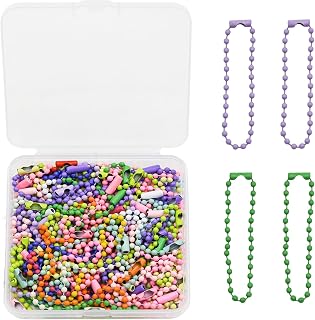 100 Pcs Metal Ball Beads Chain Bulk, Dog Tag Metal Chain Key Chain Links, 4.72 Inch Adjustable Keychain Beaded Chains with Connectors for DIY Crafts (Mixing Colors)