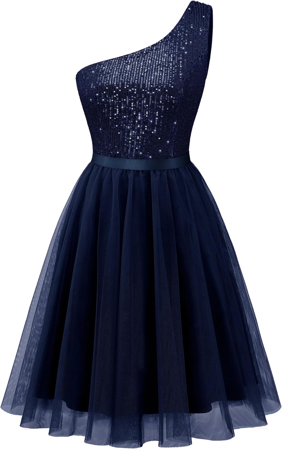 BeryLove Womens Sequin Homecoming Formal One-Shoulder Cocktail Dress for Teens