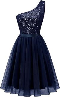 Womens Sequin Short Homecoming Dress Formal One-Shoulder Cocktail Dress - Buy now