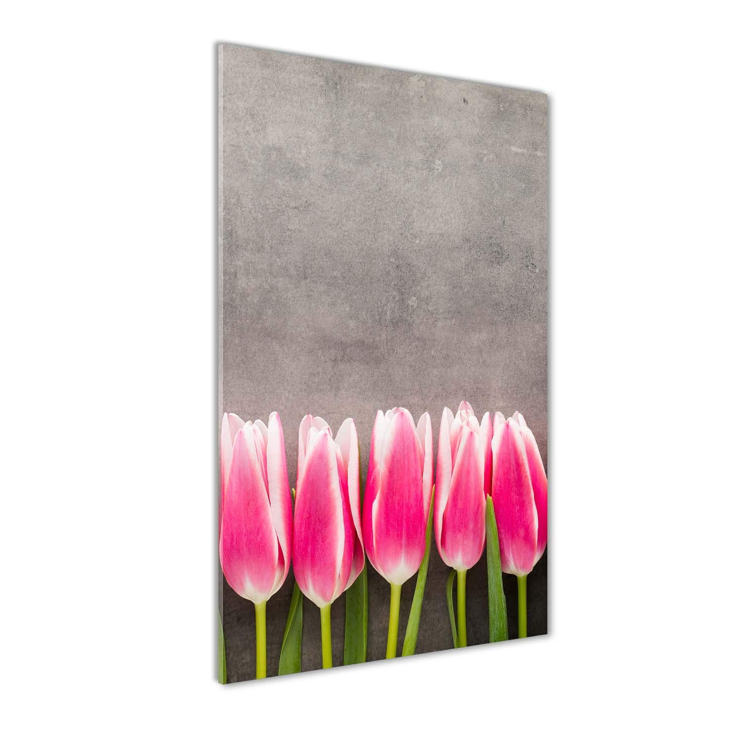 Impression sur verre 50x100 cm Tulup avec tulipes roses pour décoration chic