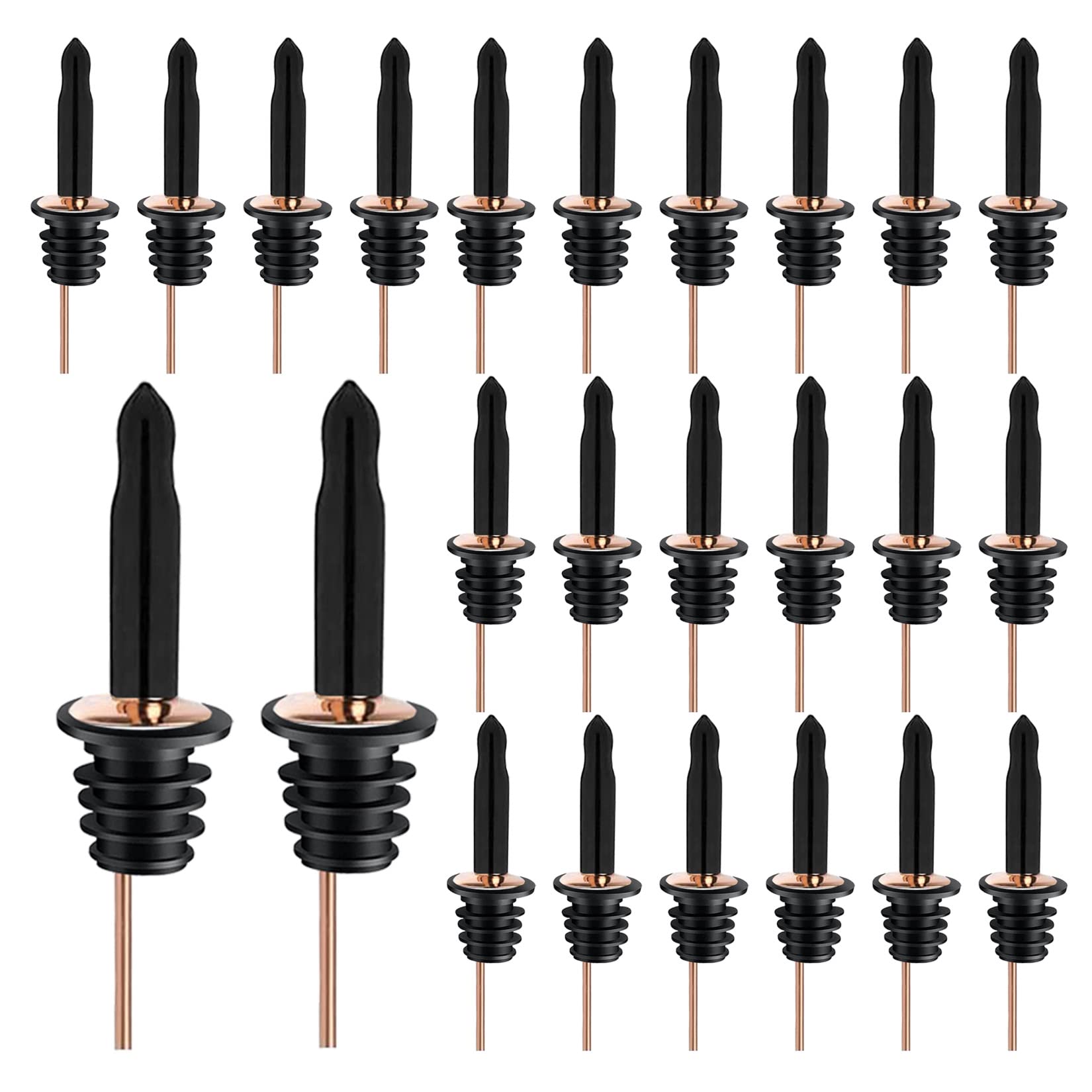 Pafusen 24 Pack Liquor Bottle Pourers, Liquor Pour Spout for Liquor Bottles, Stainless Steel Olive oil Dispenser Spout, Alcohol Pourer Dust Caps Long Covers, Rose Gold