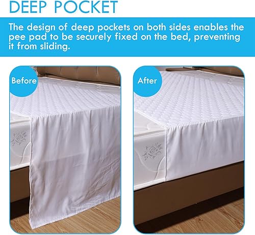 Miniatura 7 de Almohadillas de cama lavables, impermeables, reutilizables, protectores de colchón plegables, almohadillas de cama para incontinencia para adultos y