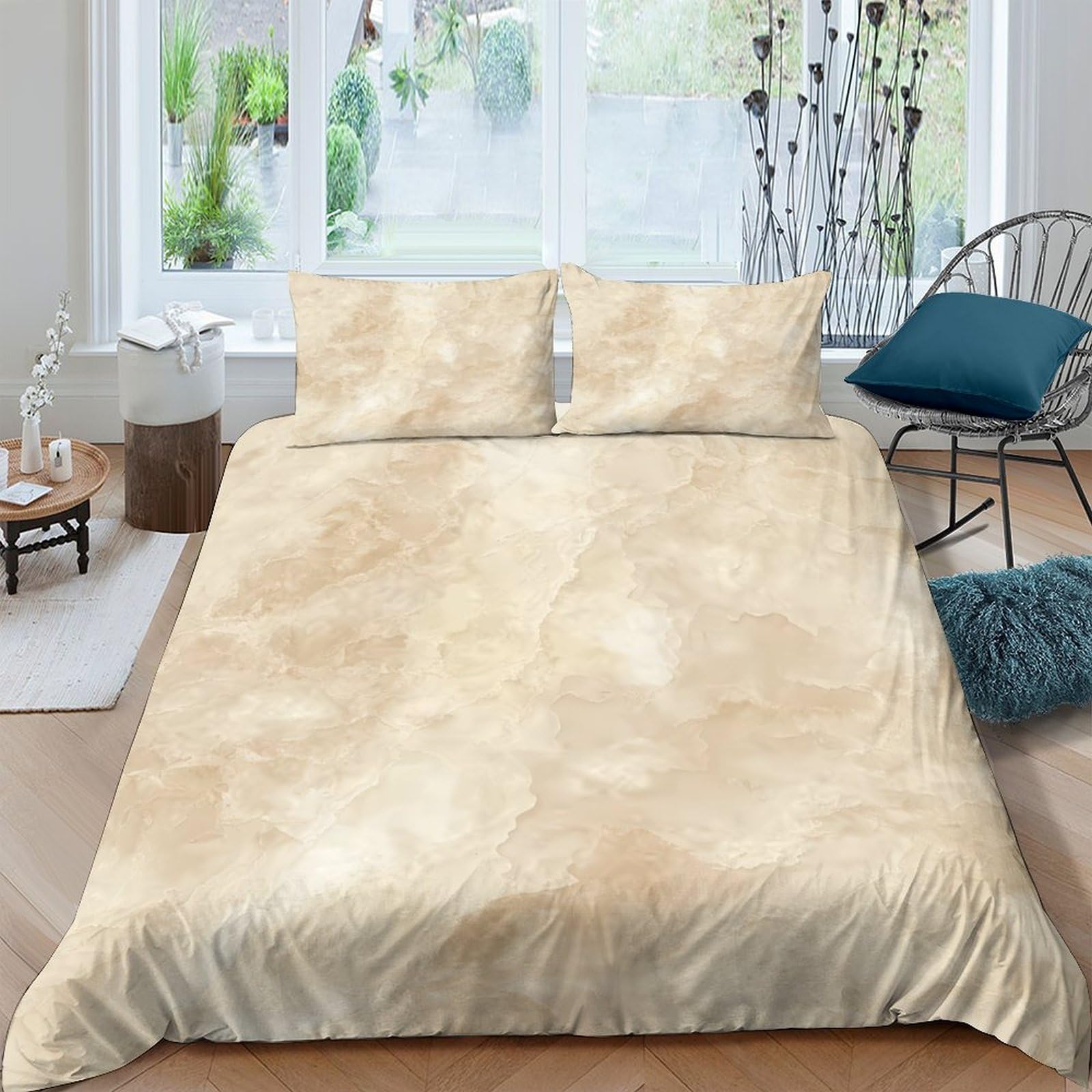 Ctjqhvkz Style-9 3D Printed Beige Marble Fitted Sheet Microfiber Soft Breathable Sand Texture Bed Cover For Bedroom Dorm Mattress Protection Decor Single（135X200cm）
