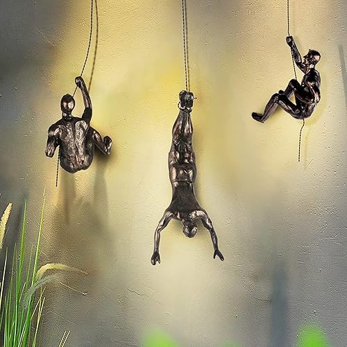 Miniatura 8 de Escultura de decoración de pared para hombres escaladores, simplicidad moderna nórdica, arte decorativo de pared, esculturas de hombre escalador,