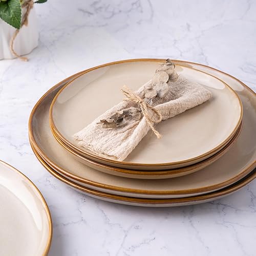 Miniatura 3 de AmorArc Juego de 6 platos de cerámica hechos a mano de 8.5 pulgadas para postre, ensalada, aperitivo, platos llanos pequeños, aptos para microondas