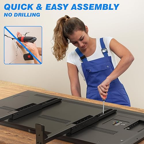 Miniatura 7 de Rfiver - Soporte de mesa para TV con patas ajustables en altura, base para TV con gestión de cables para la mayoría de televisores planos o curvos