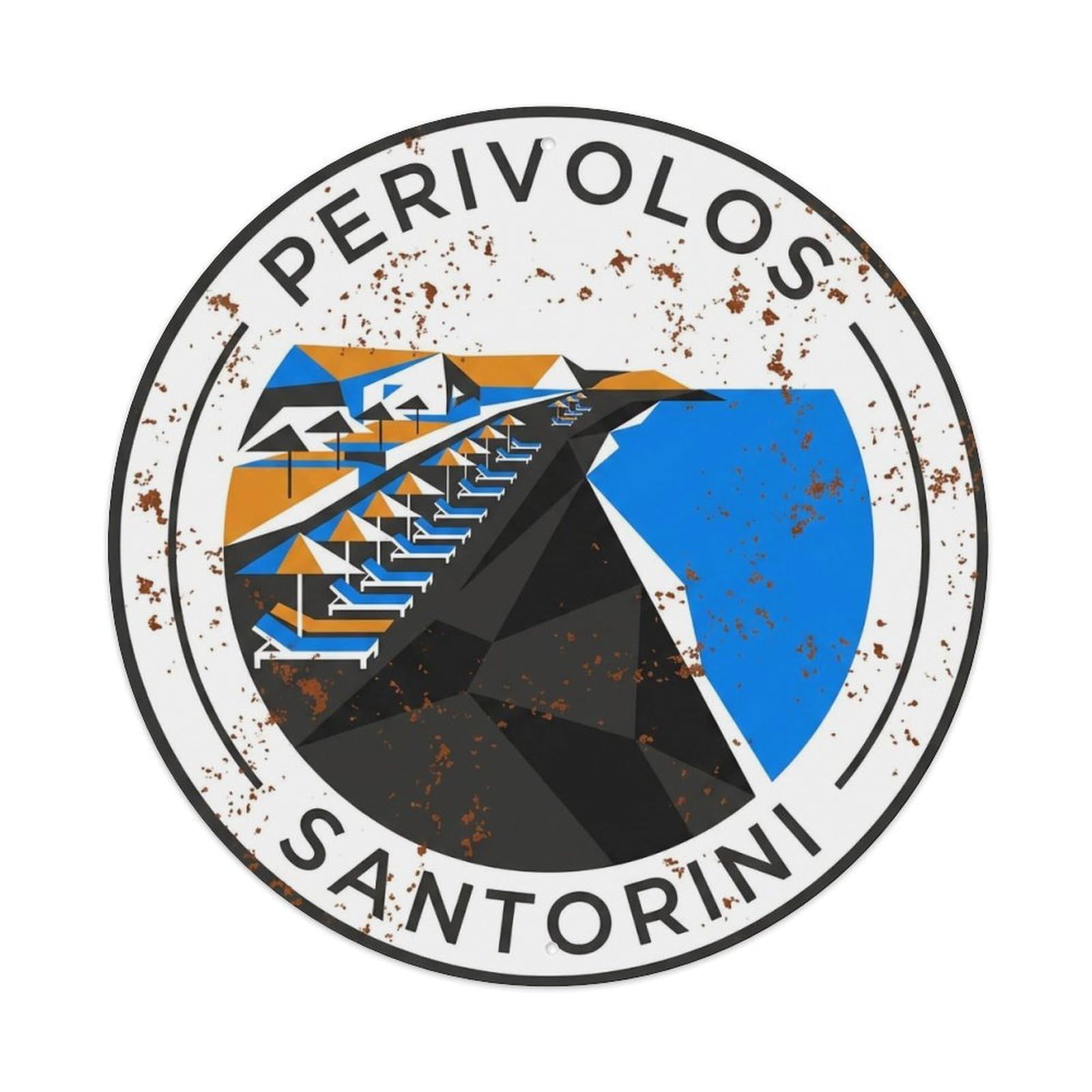 Vintage Travel Perivolos Santorini Coast Metal Tin Sign