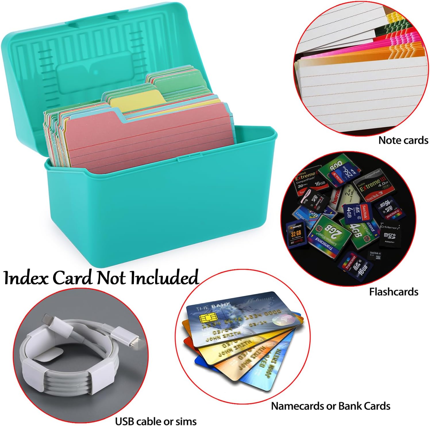 BTSKY 1 Pack 4 x 6 inch Index Card Box-Index Card Holder Notecard Box