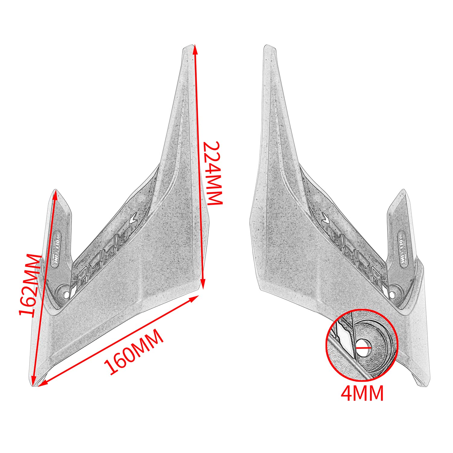 Motorrad Downforce Naked Spoiler Feste Winglets Verkleidungsflügelabweiser für CB650R CB 650 R CB 650R CB-650-R 2019 2020 2021 2022 2023 Seitenflügelabdeckung Rahmenverkleidungen (Schwarz)