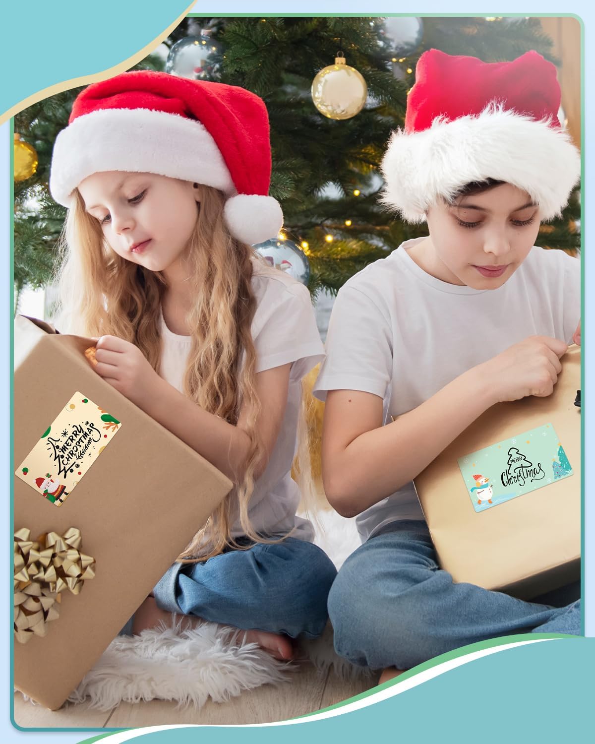 Phomemo M110 Labels,40x75mm 200 Pcs Black on Christmas Panting,50x70mm 110 Pcs Black on White,Phomemo Self Adhesive Thermal Labels for M200 M221 Label Printer, Stickers Label Ideal for Gifts,3-Roll - Image 8