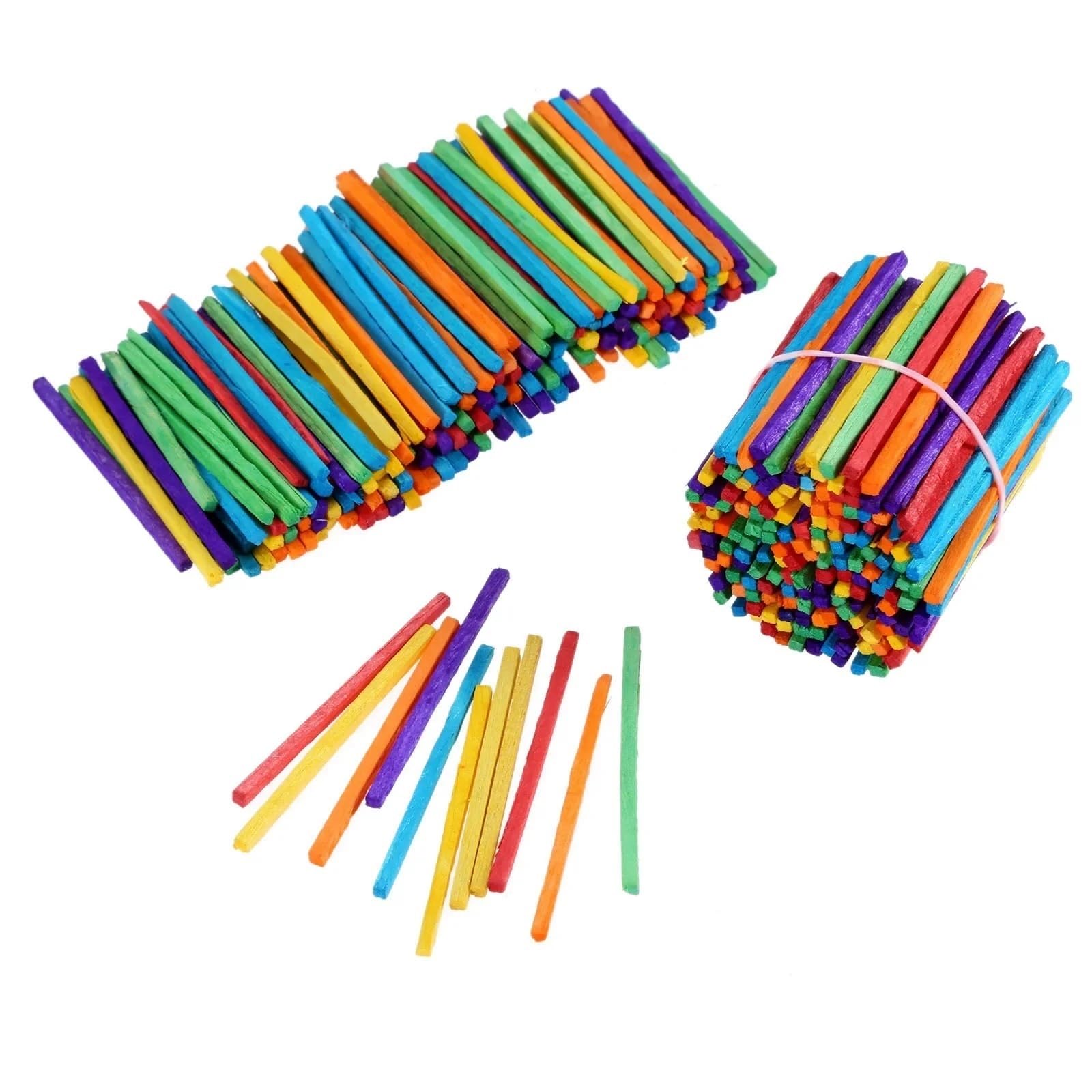 Bâtonnets en Bois Faits Main, 500 bâtonnets en Bois colorés, allumettes, Puzzle, Apprentissage des mathématiques, Loisirs créatifs