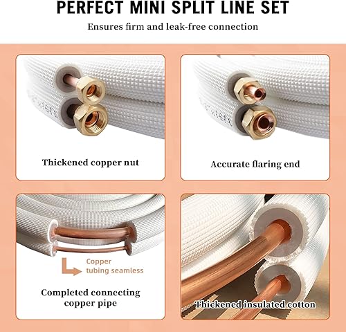 Miniatura 2 de Wostore El juego de mini línea dividida de 50 pies incluye dos tubos de 14 pulgadas y 38 pulgadas O.D. 38 pulgadas de grosor de polietileno con