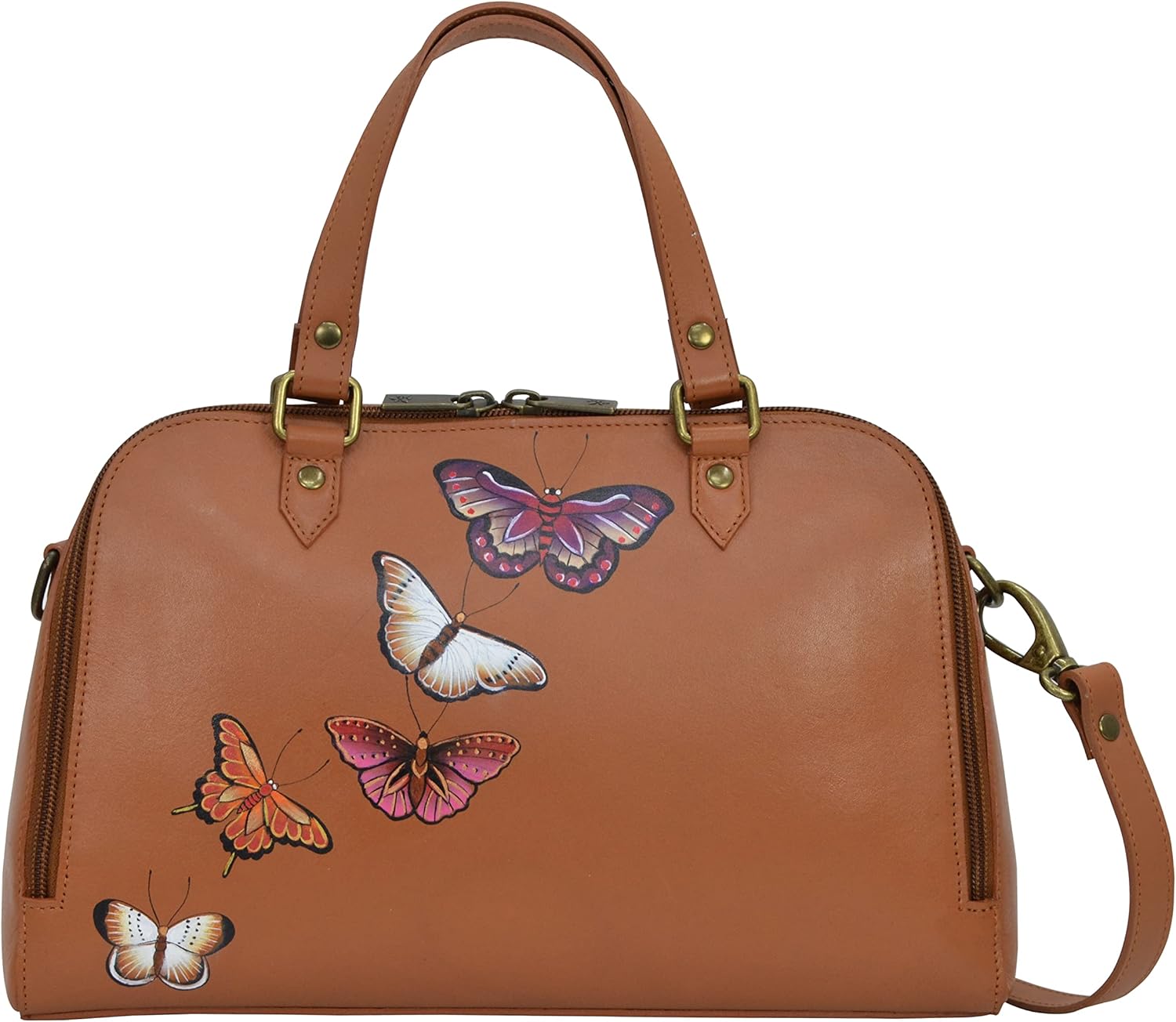 Anuschka Women’s Hand-Painted Genuine Leather RFID Blocking Wide Organizer Satchel