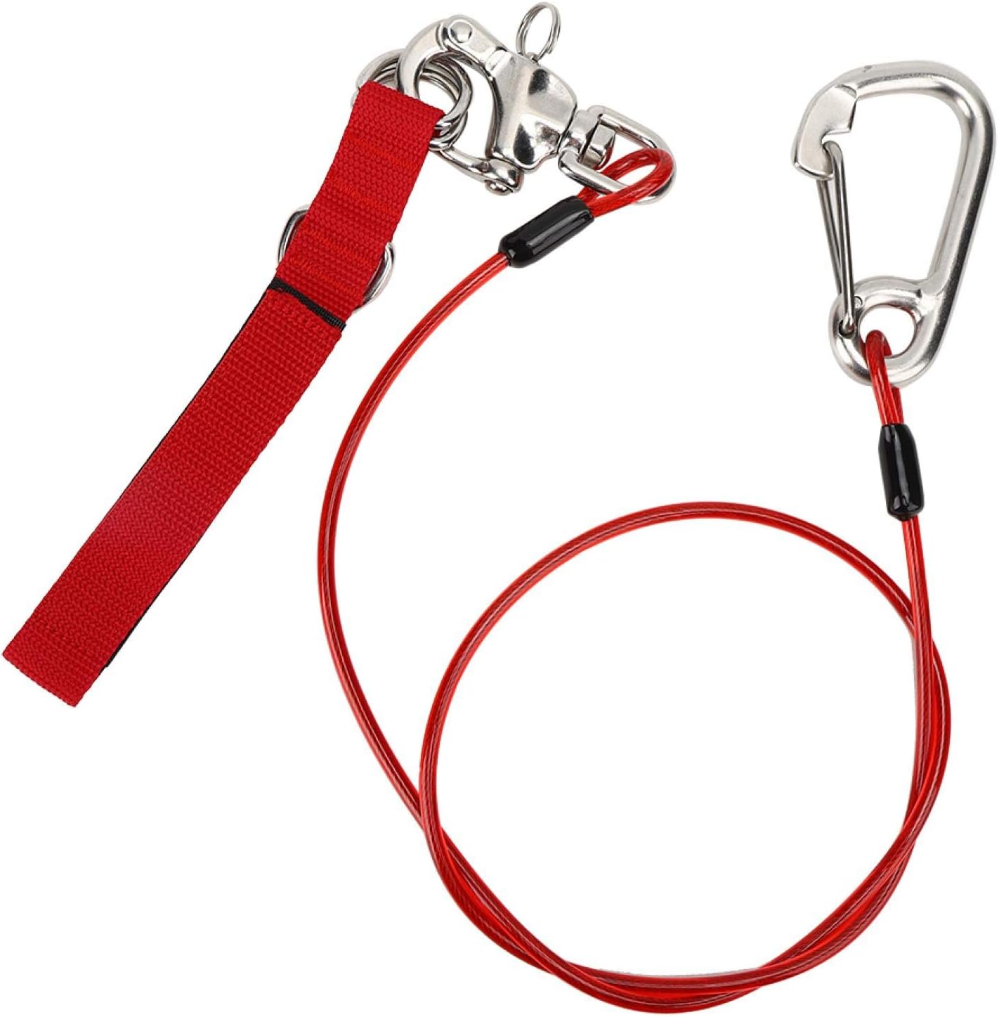 Freediving Lanyard Freediving 316 Pro Stainless Steel Safety Rope with Wristband Dive Safe Lifeline(1#)
