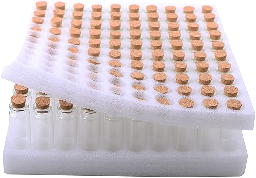 Miniatura 6 de MaxMau 100 juegos de botellas de vidrio de 0.7 onzas líquidas con tapón de corcho, pequeños frascos de vidrio transparentes para recuerdos de boda,