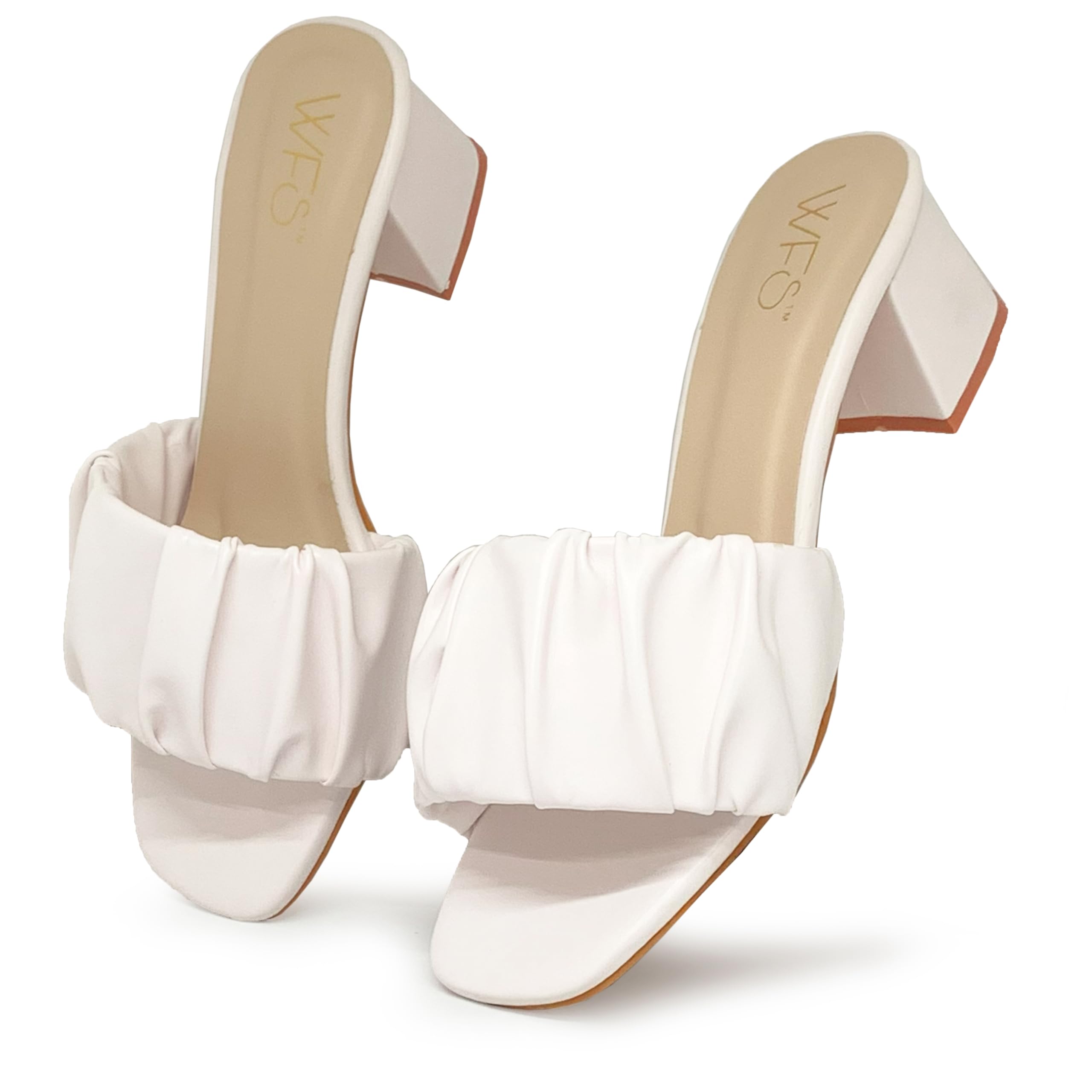 WFS Women 2 Inch Block Heels Wrinkled Daily Fashion Sandal,White,38 (B0CZBFSN3P) Amazon Price History, Amazon Price Tracker