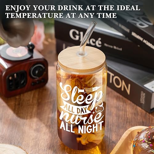 Miniatura 7 de Uiifan 12 vasos de vidrio con forma de lata de 16 onzas para mujeres, con tapas y pajilla, divertidos regalos de agradecimiento para la semana de