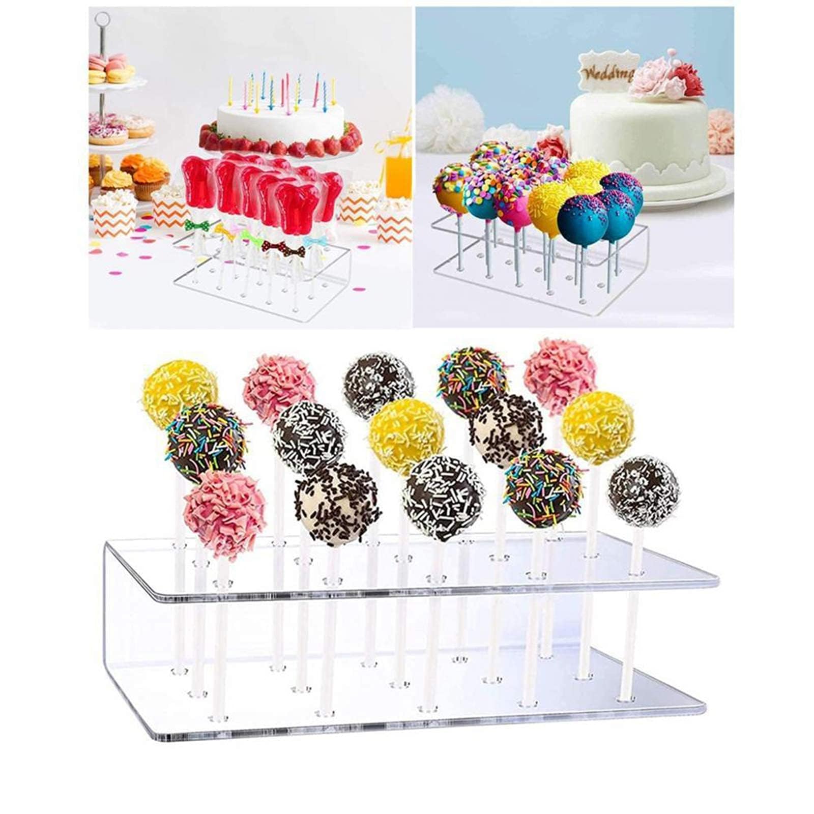 Cake Pop Lollipop Display Stand, Clear Acrylic Lollipop Holder Jewelry Display Shelf for Wedding Birthday Party, Hole, Storage Organizer, Decoration, Cake, Candy, Large Hole