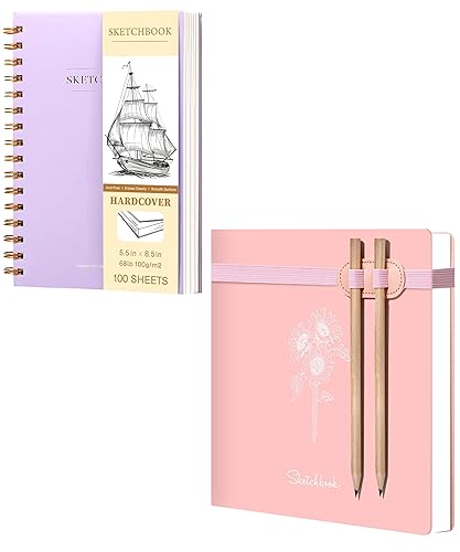 Yoment 5.5" x 8.5" Sketch Book Small Sketchbook & 8" x 8" Gift Boxed Sketchbook