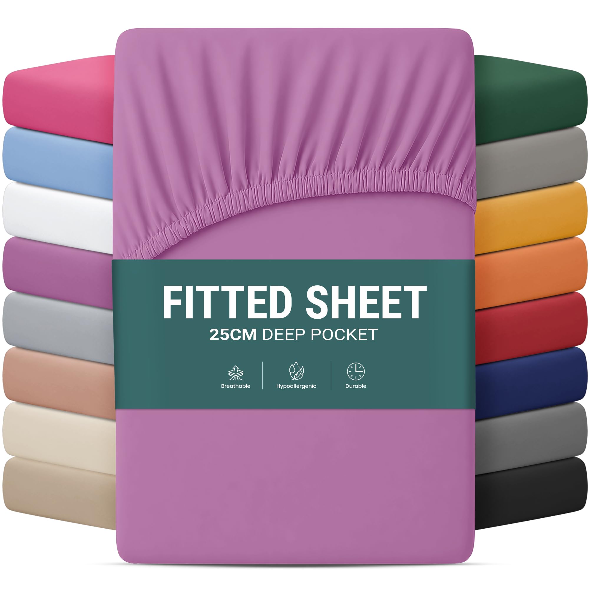 Yorkshire Bedding Purple Double Bed Sheet 25 Cm Deep Bed Sheets With Elastic Corners Easy Care Soft Brushed Microfiber Breathable Shrinkage & Fade-Resistant Bedsheets