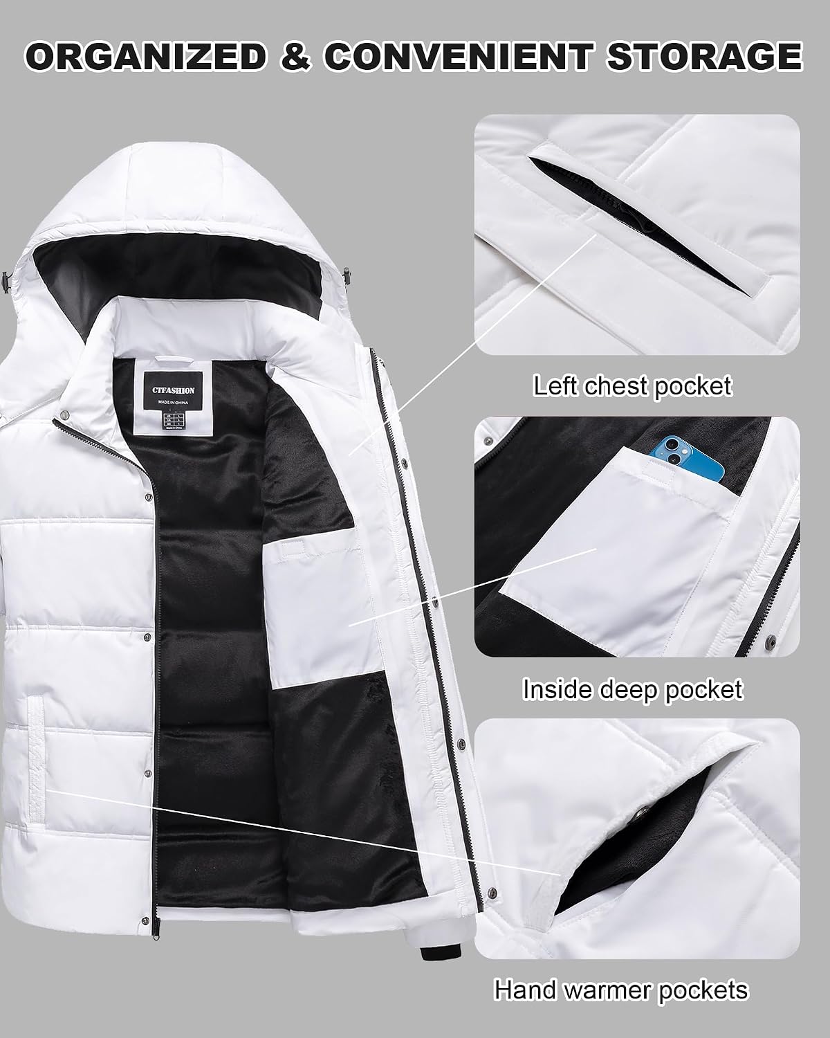 Men's Puffer jacket Waterproof Winter coat Parka jacket Warm & Thicken Ski jackets Snowboard coat