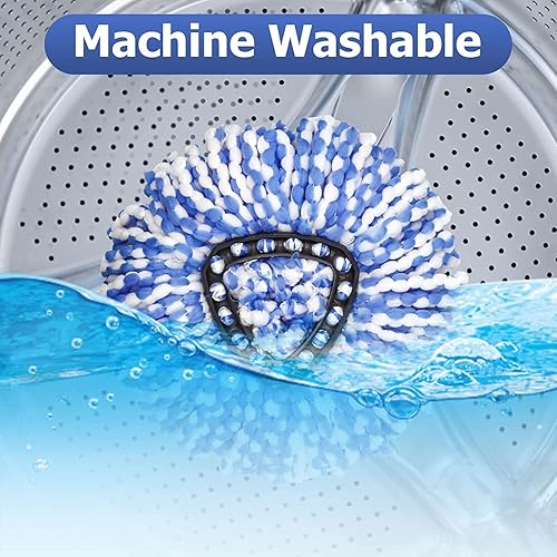 Miniatura 5 de Juego de cabezales de repuesto para trapeador giratorio con base y mango de trapeador de 30 a 58 pulgadas, kits de trapeador giratorio compatibles