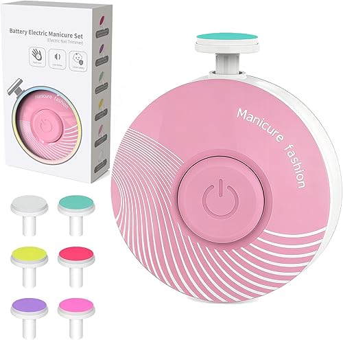 Queit - Cortador de uñas eléctrico para bebés, lima de uñas segura con 6 cabezales de molienda, kit de aseo de esmalte de uñas para recién nacidos,