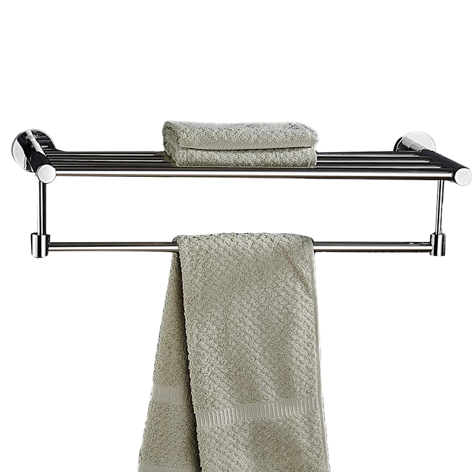 LMYSXAOZ SUS 304 Stainless Steel Towel Rack Rod, for Bathroom Hardware and Kitchen Wall Mounted Shelf, 40cm-120cm, Long, with Storage Shelves (Size : 70cm)
