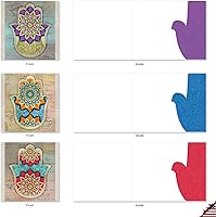 Vista 2 de The Best Card Company - Surtido de 10 tarjetas de notas en blanco (4 x 5.12 pulgadas) - Patrones y símbolos zen, juego en caja a granel - Hamsa