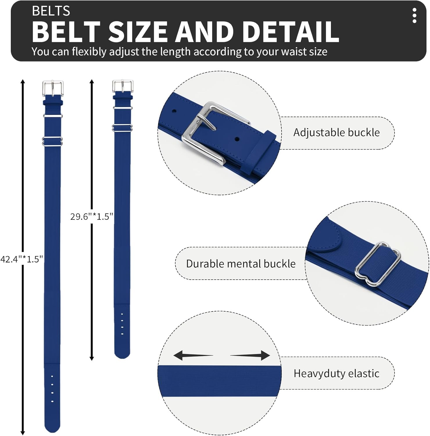 QBK 2-16Y Toddler Baseball Socks And Belt Youth Softball Tee Ball Combo Set for Boy Girl (2 Pairs of Socks & 1 Belt) - Image 5