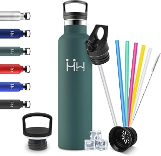 Stainless Steel Drinking Bottle, 1 Litre, Thermos Flask with Straw, Suitable for Carbonated Drinks, BPA-Free, Insulated Flask, Leak-Proof for Sports, Running