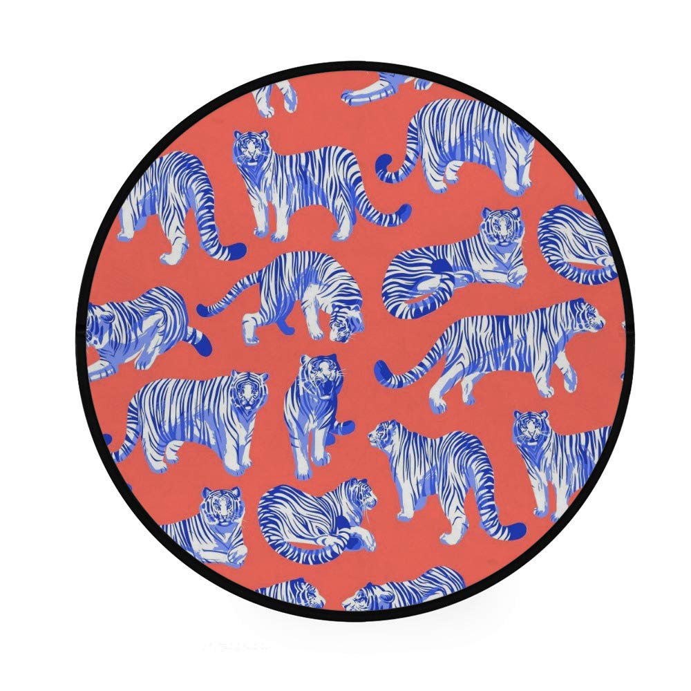 Paillasson rond antidérapant avec motif de tigres pour salon et entrée