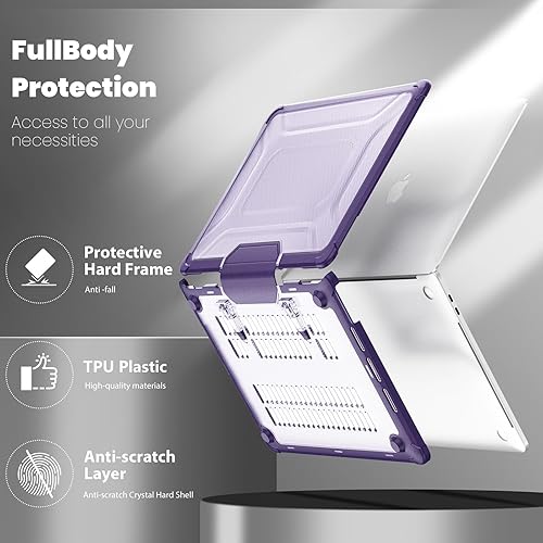 Miniatura 3 de DTangLsm Funda protectora rígida de plástico resistente para MacBook Pro de 13 pulgadas 2024 2023-2016 M2 M1 A2338 A2289 A2251 A2159 A1989 A1706