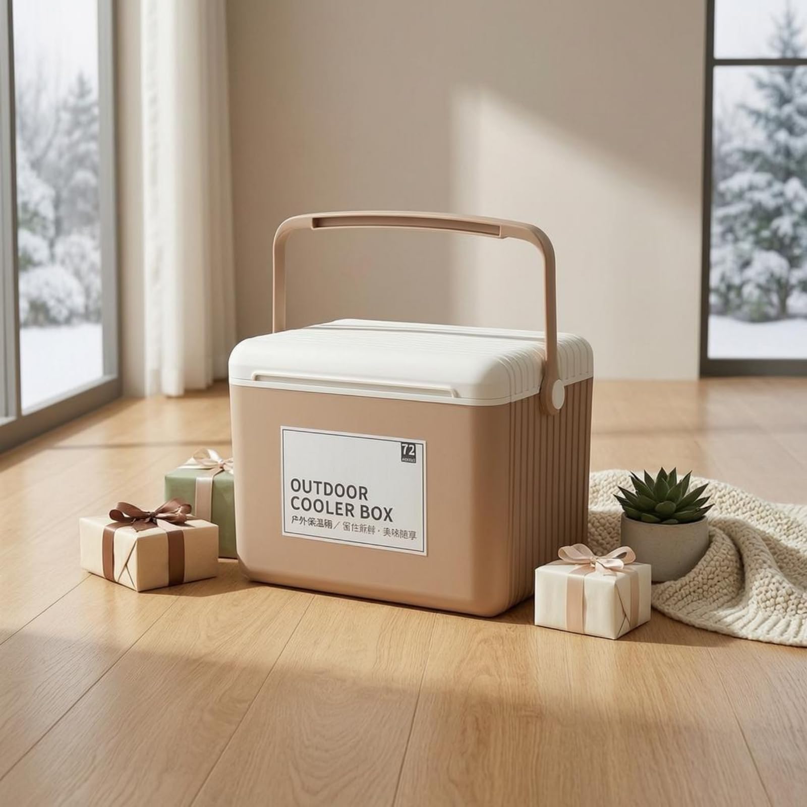 Nevera Portátil Hielera Contenedor Térmico Caja Isotérmica con Cuerpo Rectangular Rígido y Paneles Acanalados Aislamiento para Conservación en Frío