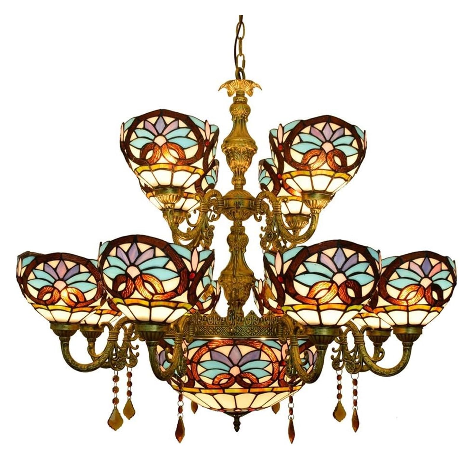 METTEOR Ceiling Lamp Ceiling Pendant Light Fixture 12 Heads Chandelier Tiffany Large Chandelier Blue Baroque Glory Style Glass Crystal Pendant Lamp
