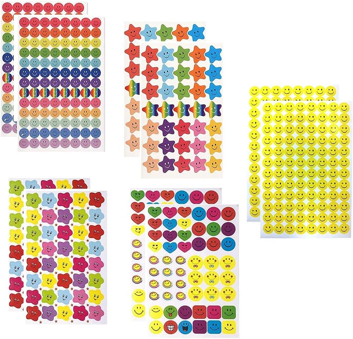 Happy Face Reward Stickers, 574pcs Smiley Face Teacher Motivational Inspirational Stickers Love Star Stickers for Children Kids Behavior Incentive Reward