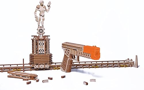 Miniatura 4 de Wood Trick Juego de disparo eléctrico – Rompecabezas de madera 3D para adultos y niños para construir – Juegos de tiro al blanco – Kits de modelos