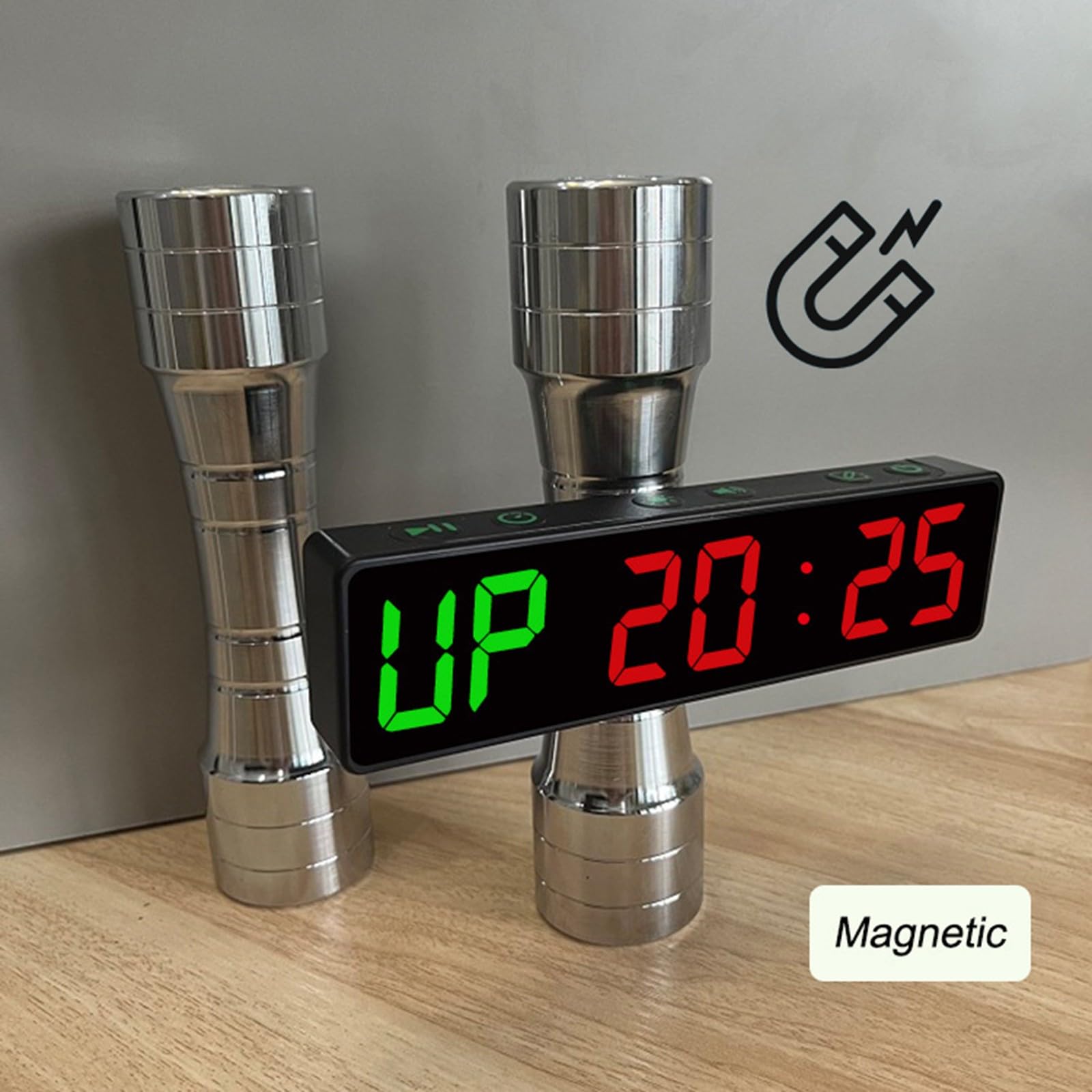 DAZZLEEX Timer da palestra, timer magnetico per sport, palestra, fitness, display anti vertigini, per palestra, yoga, pesi e sport all'aria aperta (verde rosso)