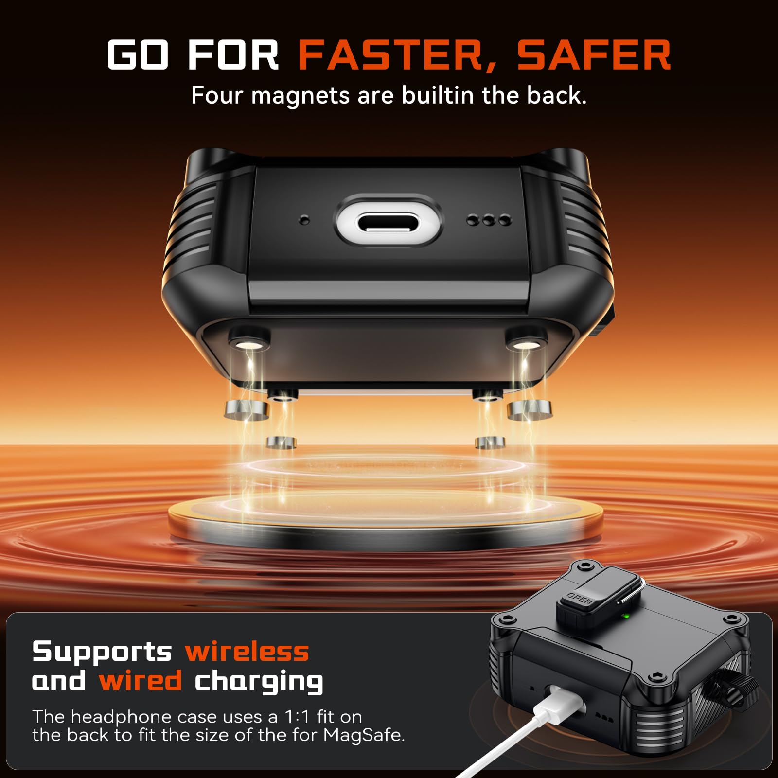 Inesore Compatible with AirPods Pro 3 Generation Case,Secure Lock & Phone Stand Design,Compatible with MagSafe,Automatic Snap Switch Secure Cover for New AirPods Pro 3rd (2025)-Black - 3