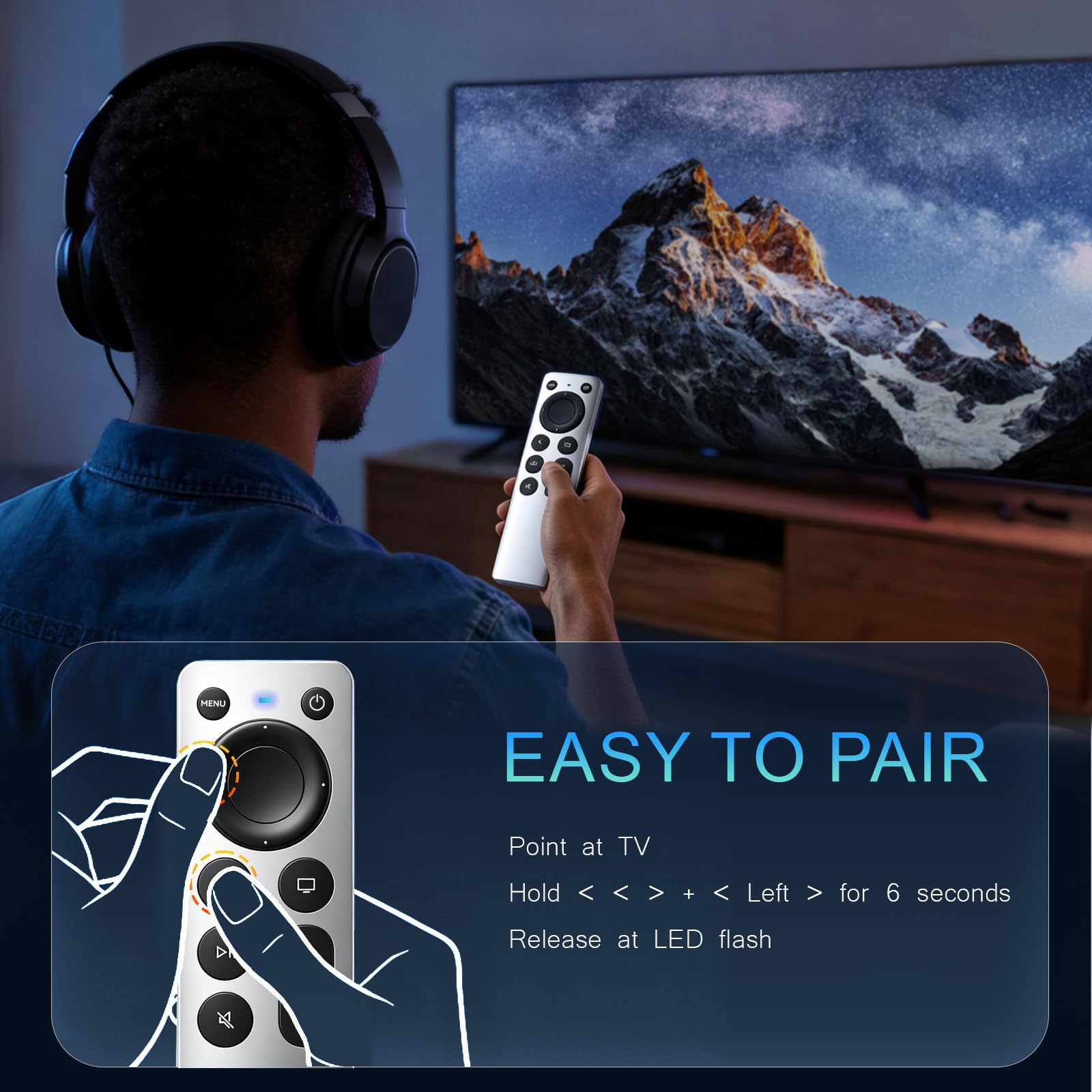 Remplacement universel pour télécommande Apple TV : pas de Siri & Touch, blanc argenté