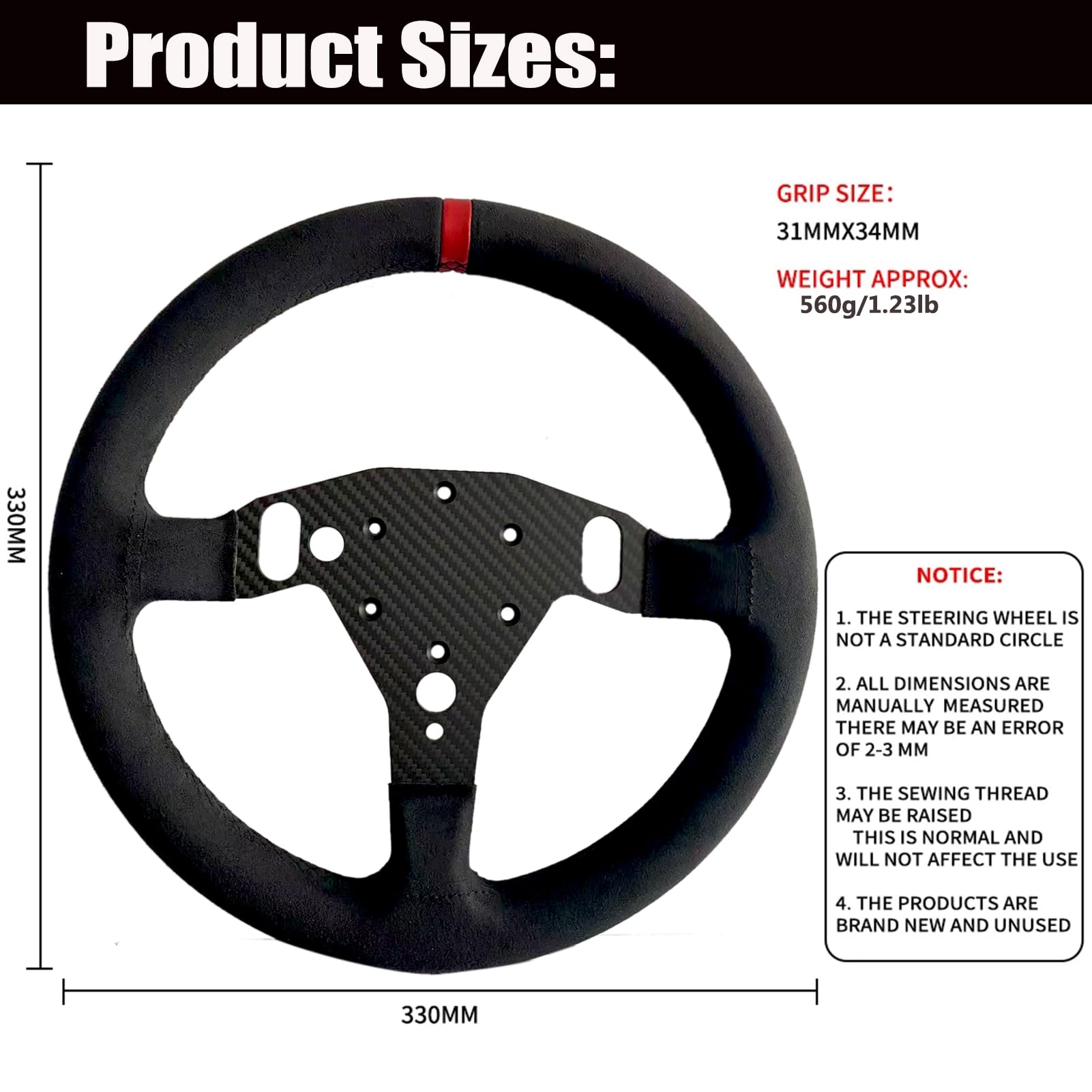 Replace 13 inch lightweight Original Suede Steering Wheel For Logitech G RS50 System Wheel base; For Logitech G RS 50 PRO Base Mod Round Wheel On Xbox/PS5/PS4/PC GT3 GT4 Game