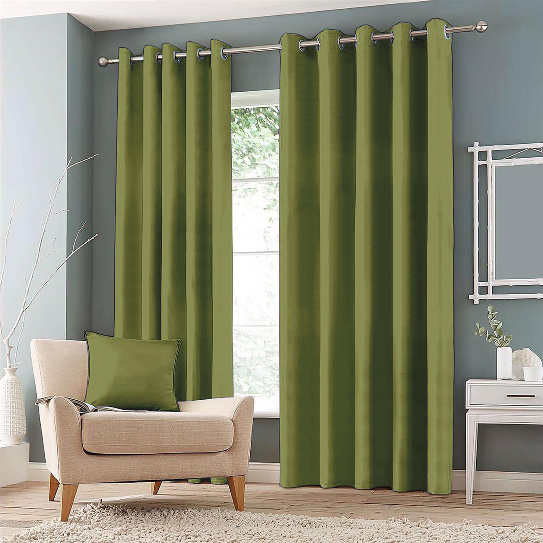 Roseley Green Eyelet Blackout Curtains Thermal Drapes 2 Insulated Panels Light Noise Reduction For Bedroom Nursery [, 66 X 72'']