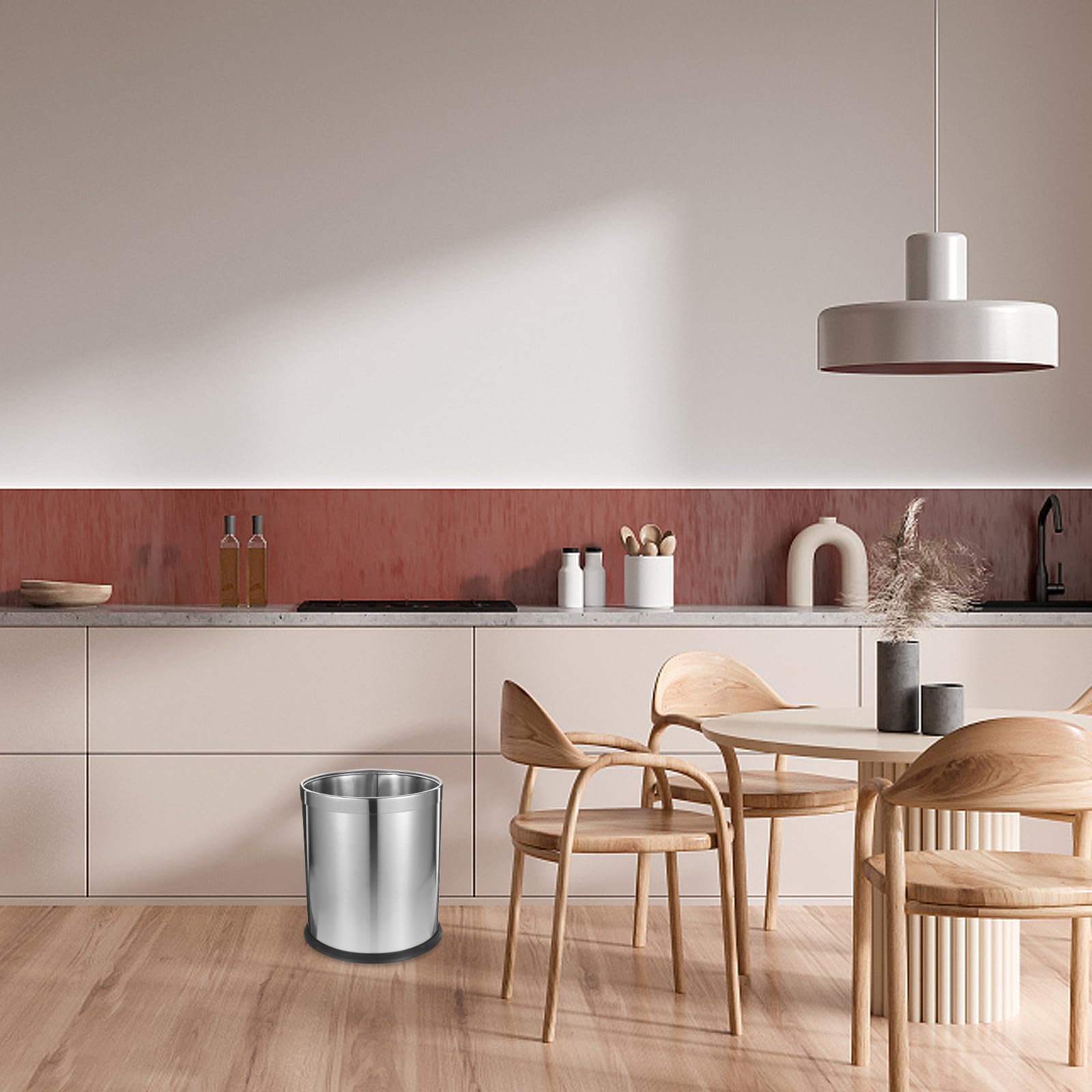 HOMSFOU Papelera de Acero Inoxidable para Baño y Dormitorio, Bote de Basura Capa, Adecuado para Uso Doméstico y Espacios Pequeños