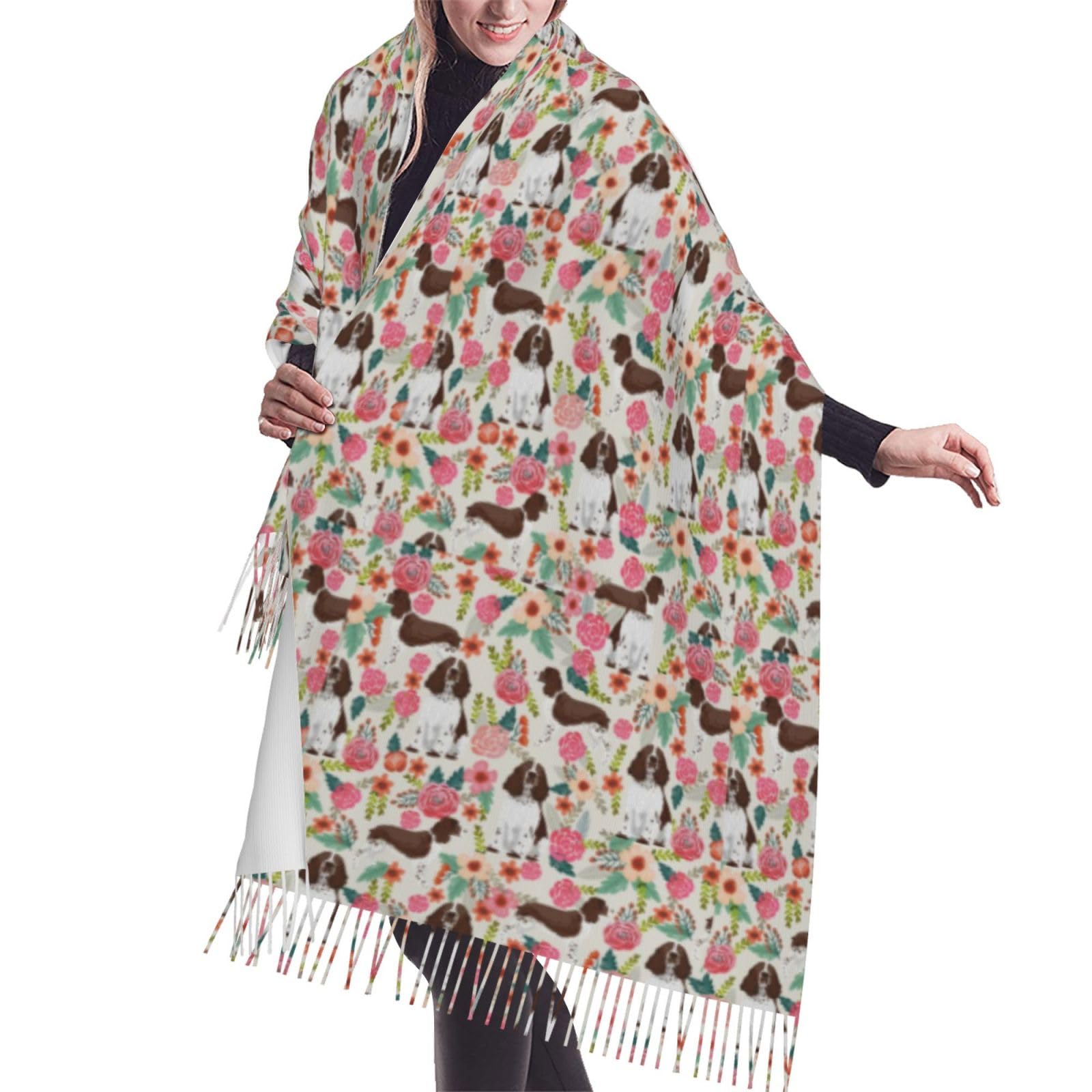 Gratka Unisex As Picture Scarf,English Springer Spaniel, Fringed Scarf Large Warm Soft Cashmere Feel Shawls Wraps 196X68 Cm